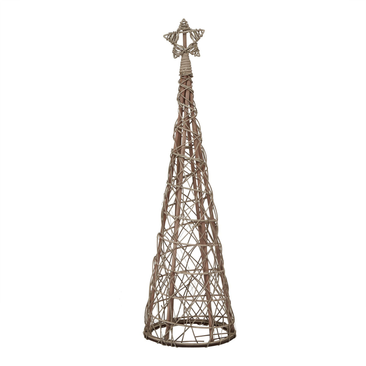 Small LED Wicker Christmas Tree With Star - BROWN