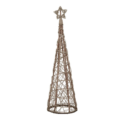 Small LED Wicker Christmas Tree With Star - BROWN