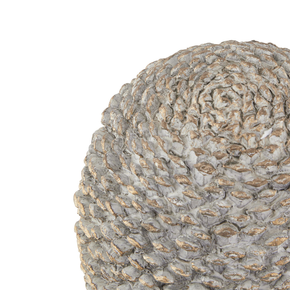 Large Stone Effect Pinecone Ornament With Gold Accents - GREY