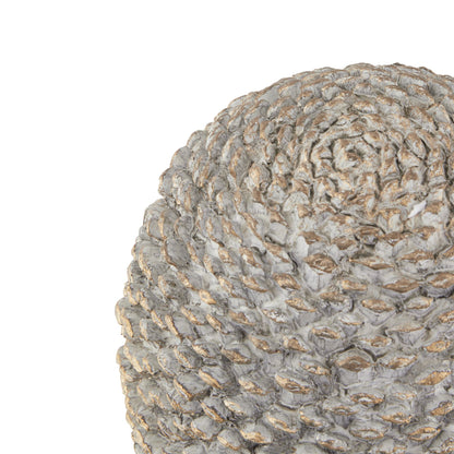 Large Stone Effect Pinecone Ornament With Gold Accents - GREY