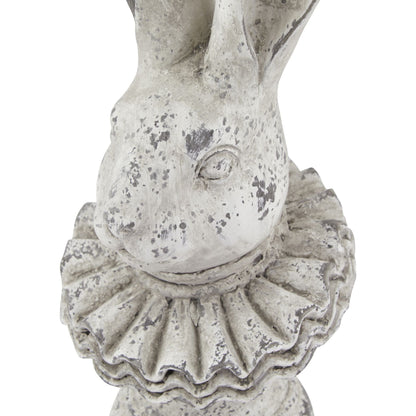 Stone Effect Ruffle Hare Ornament - GREY