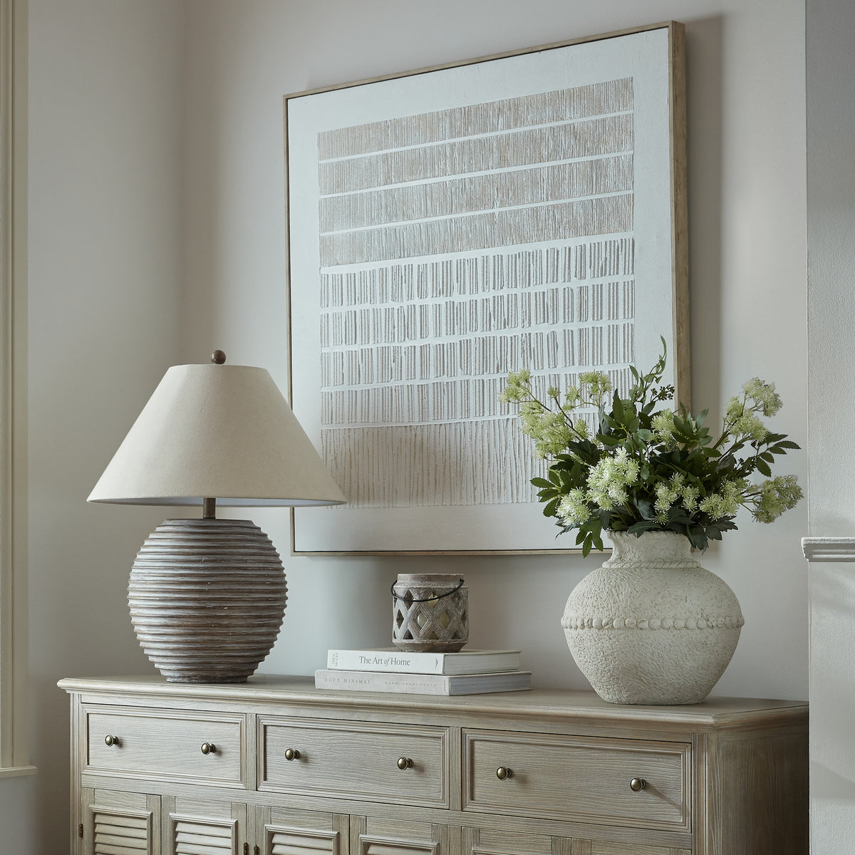 Saturn Table Lamp With Linen Shade - BROWN