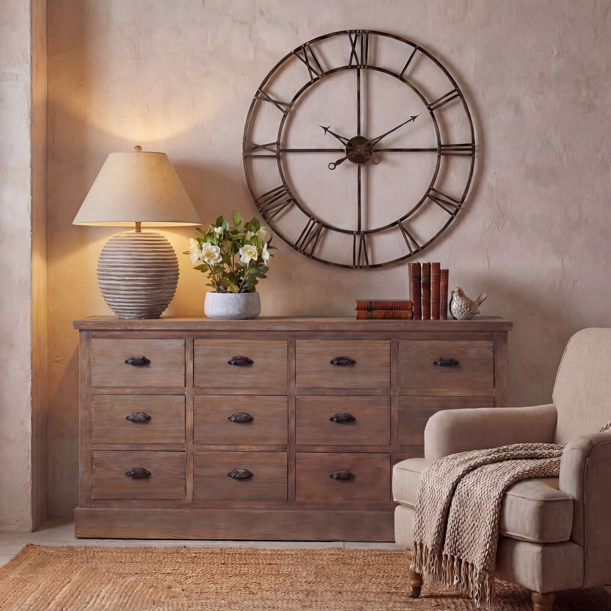 Saturn Table Lamp With Linen Shade - BROWN