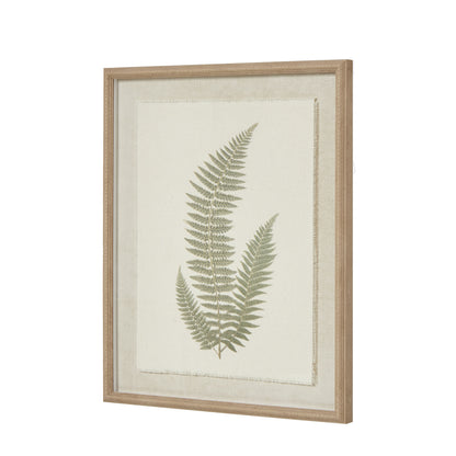 Fern Art On Texture-Torn Paper With Beaded Frame - WHITE