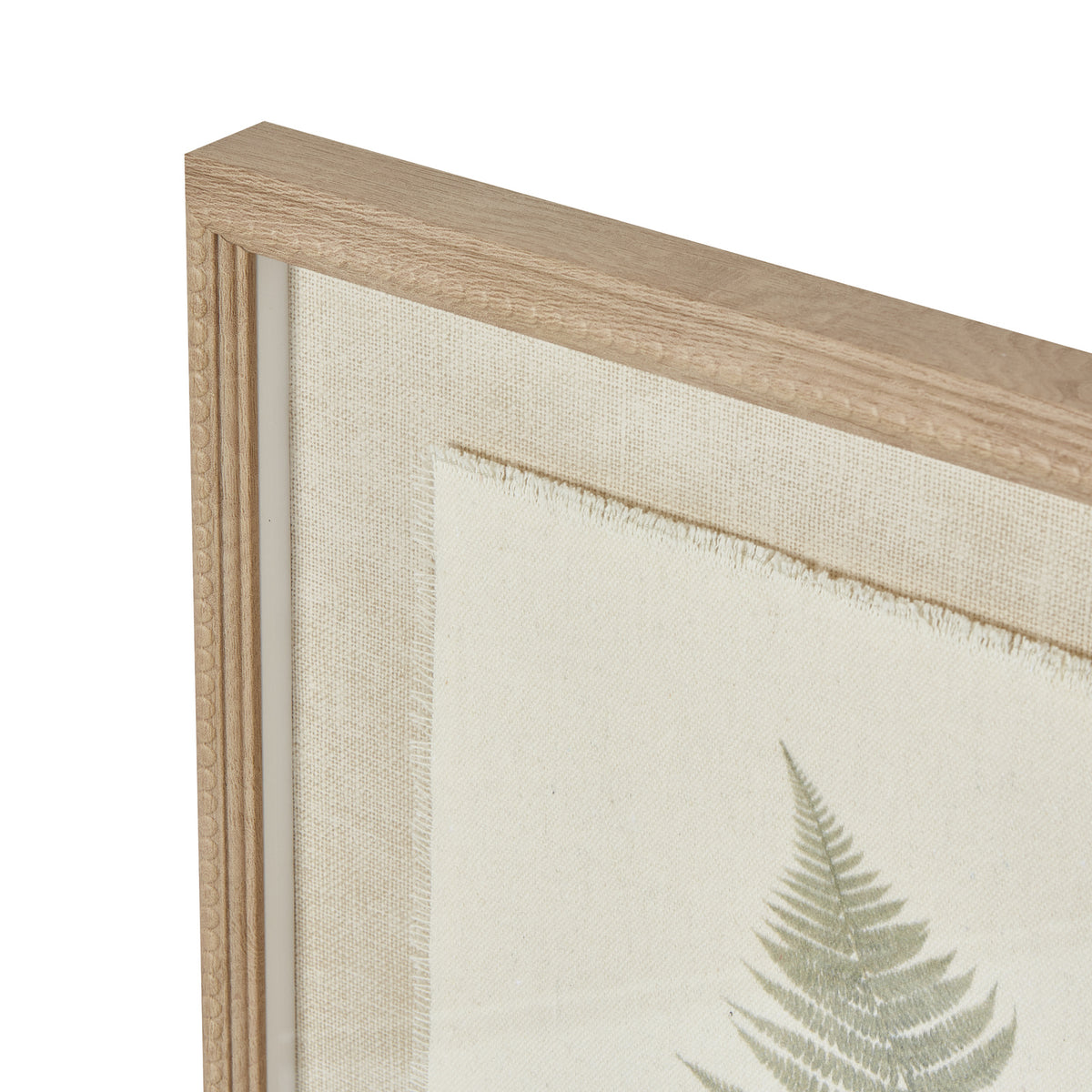 Bracken Art On Texture-Torn Paper With Beaded Frame - WHITE