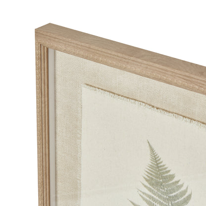 Bracken Art On Texture-Torn Paper With Beaded Frame - WHITE