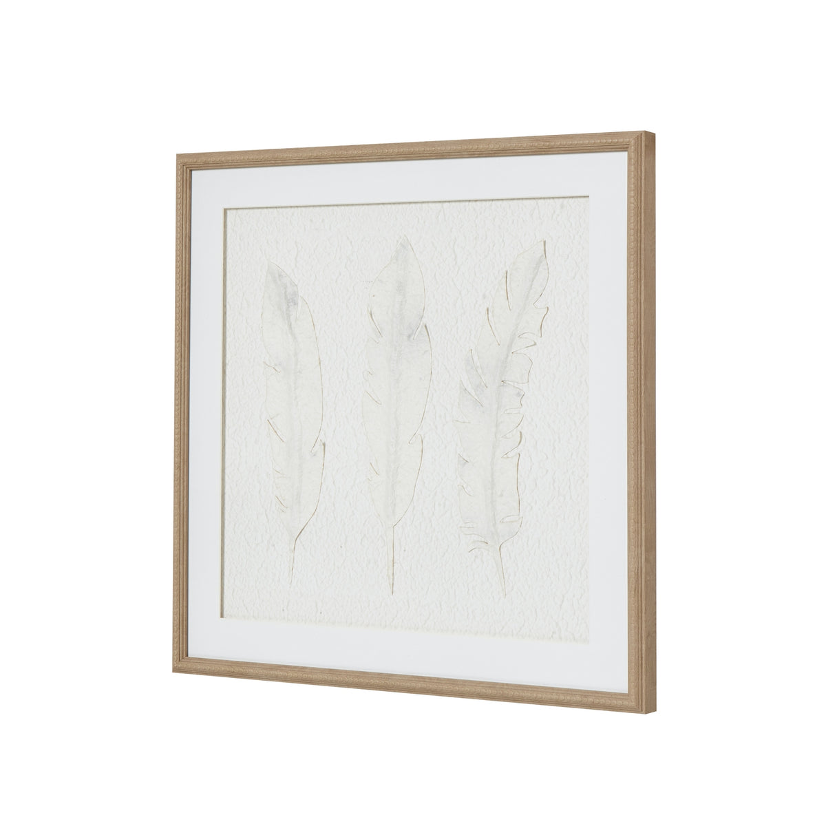 Solli White Feathers Art Mounted In Beaded Frame - BROWN