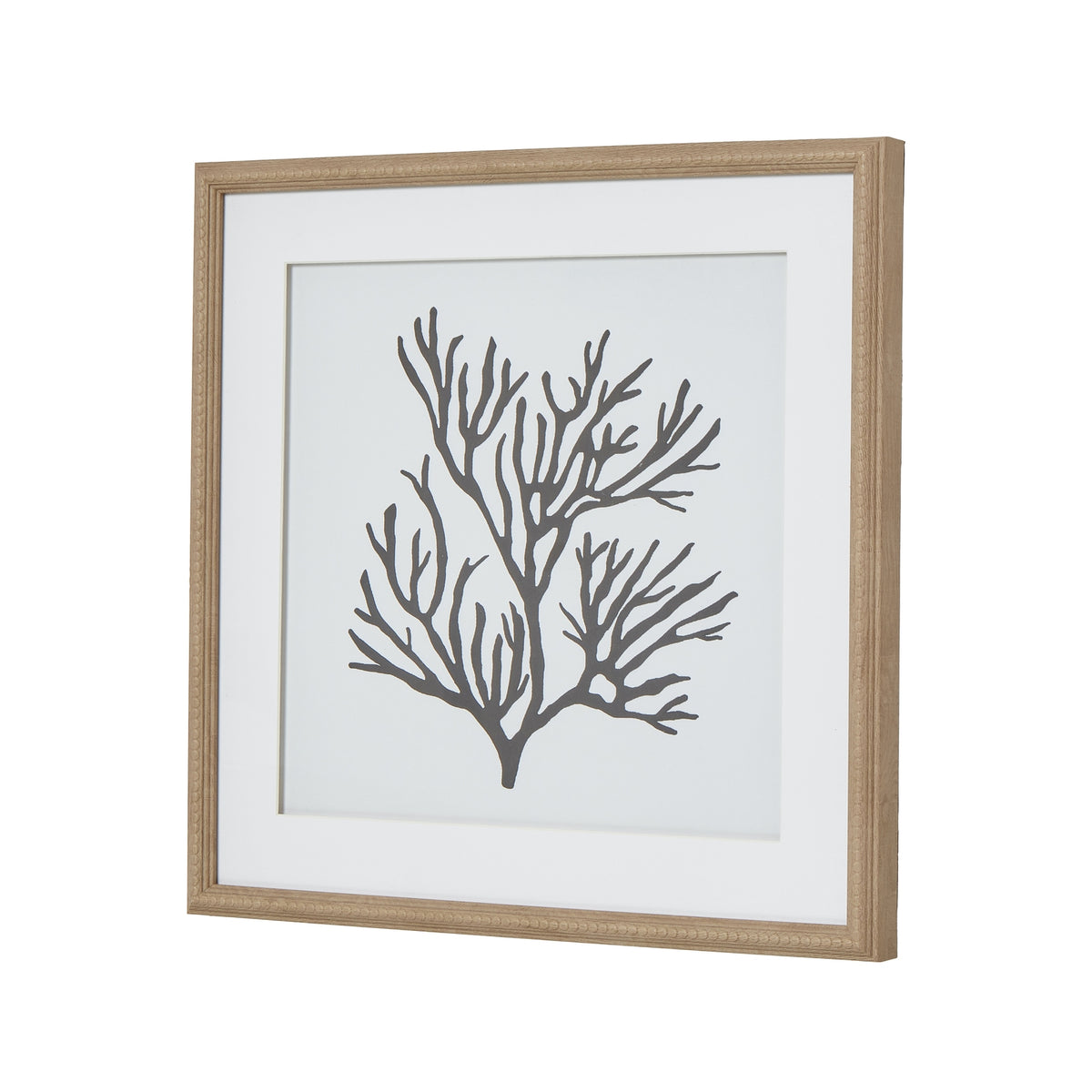 Reef Coral Art Mounted In Beaded Frame - BROWN