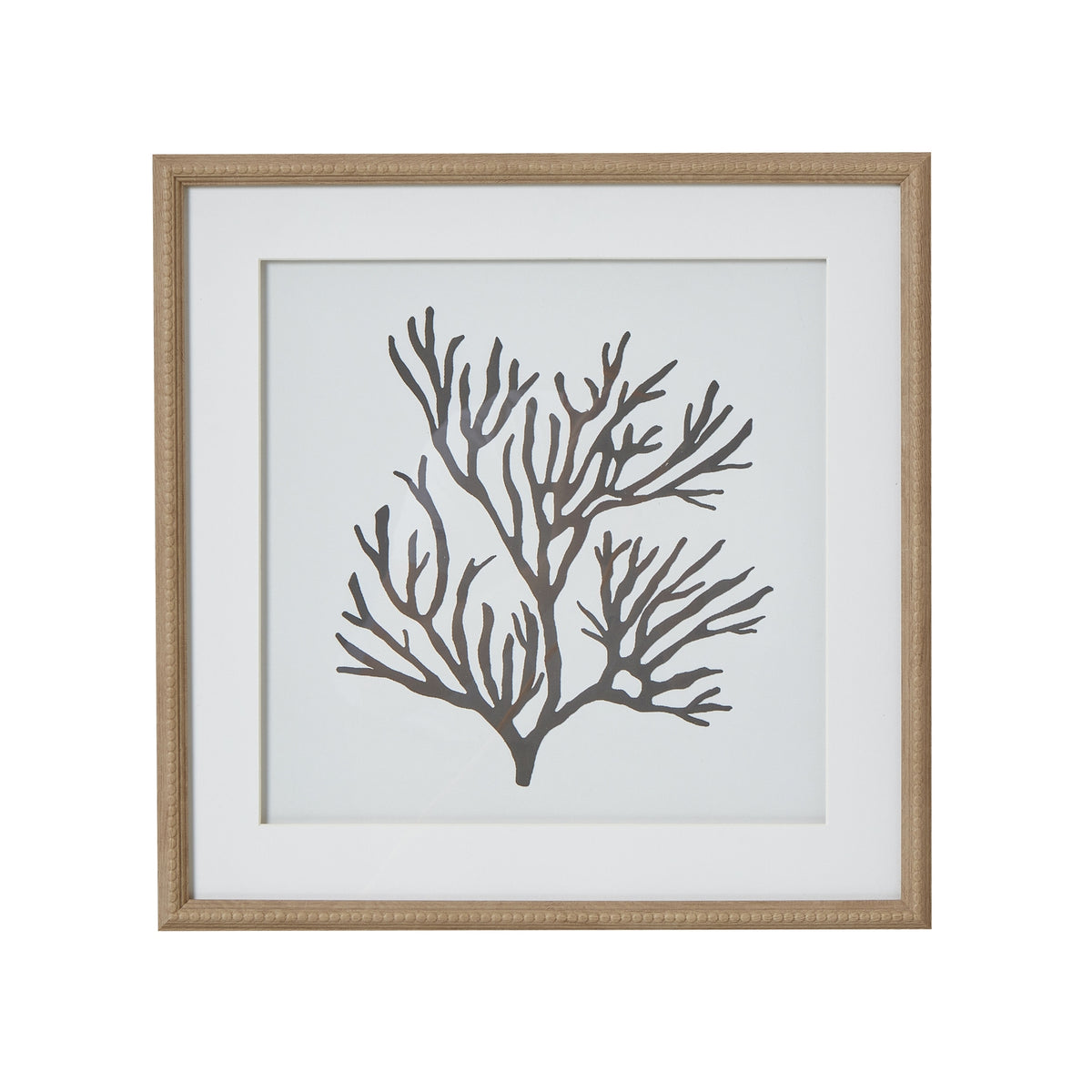 Reef Coral Art Mounted In Beaded Frame - BROWN