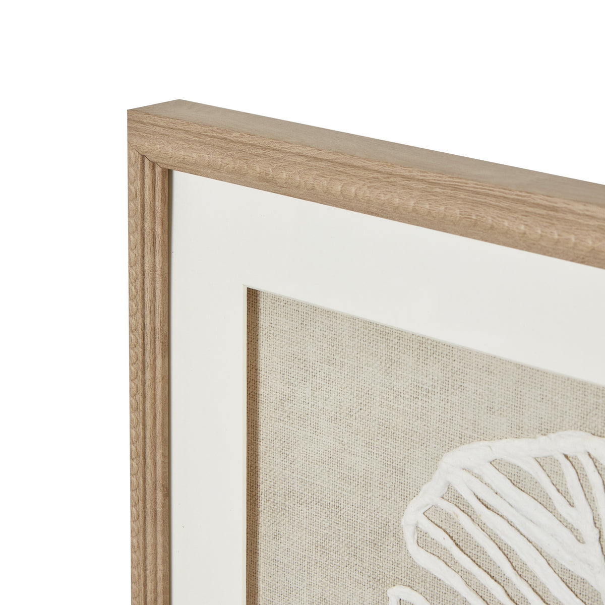 Large Plume White Feather Art Mounted In Beaded Frame - BROWN