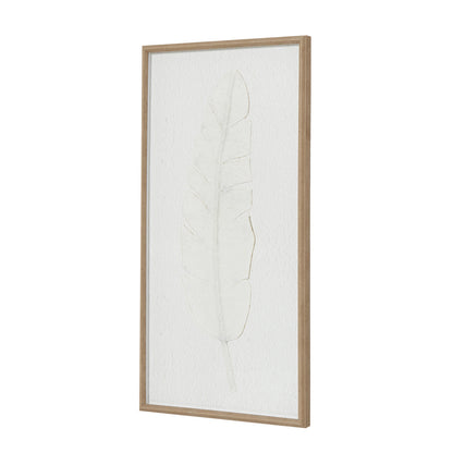 Large Quill White Feather Art Mounted In Beaded Frame - BROWN