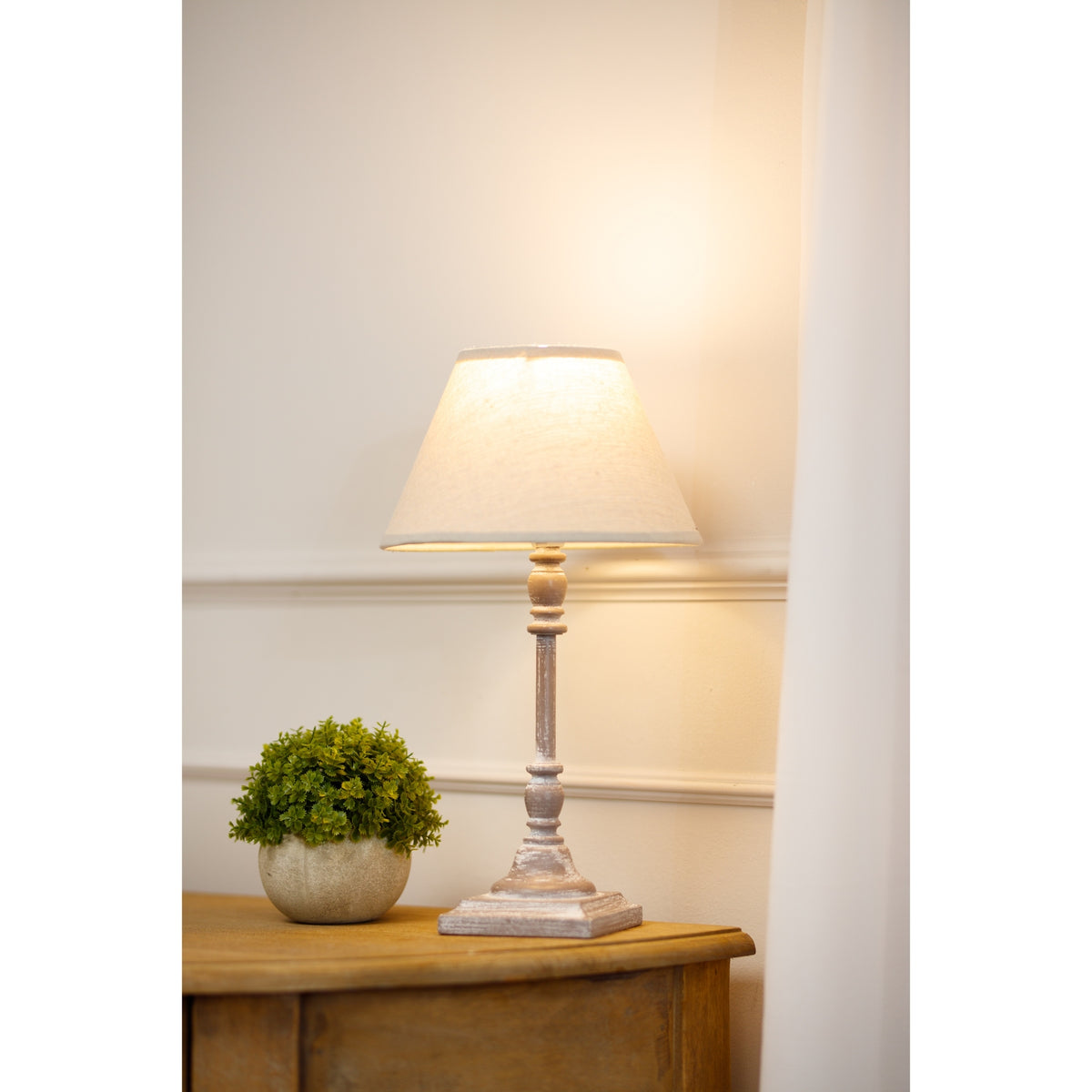 Antia Stem Table Lamp With Linen Shade - WHITE
