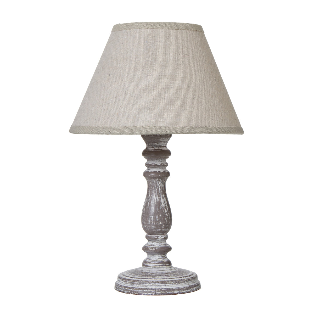 Setia Column Table Lamp With Linen Shade - WHITE