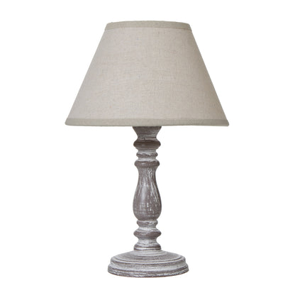 Setia Column Table Lamp With Linen Shade - WHITE