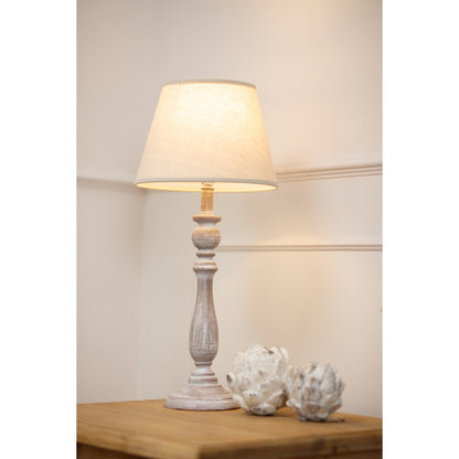 Dunum Column Table Lamp With Linen Shade - WHITE