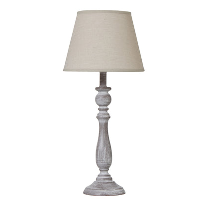 Dunum Column Table Lamp With Linen Shade - WHITE