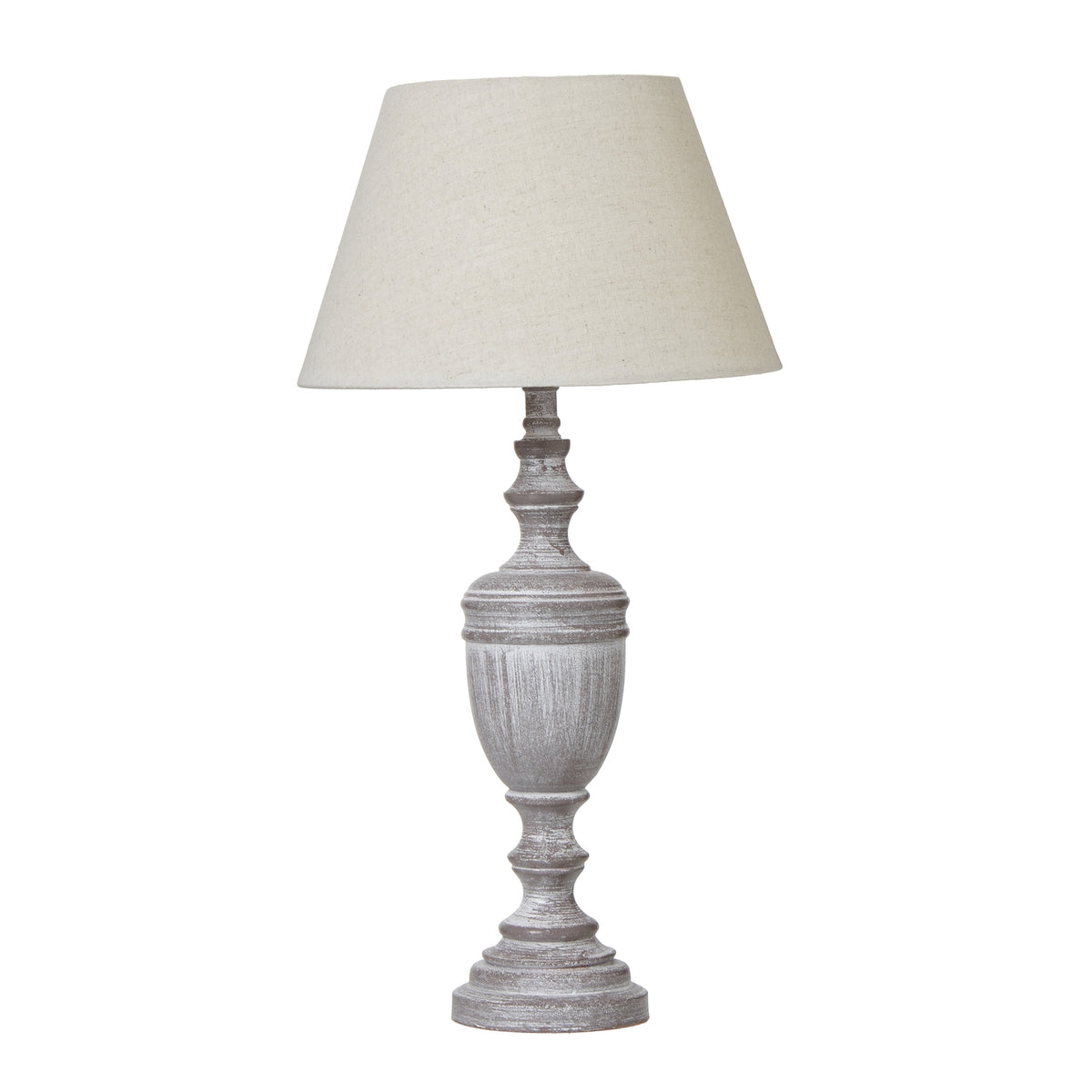 Nola Urn Table Lamp With Linen Shade - WHITE