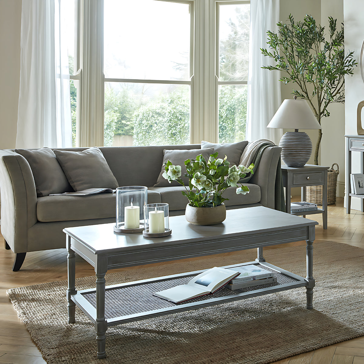 The Serene Collection One Drawer Side Table - GREY