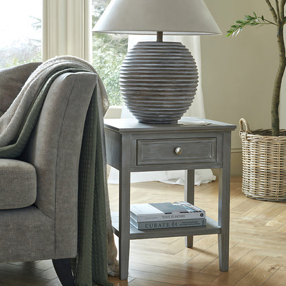 The Serene Collection One Drawer Side Table - GREY
