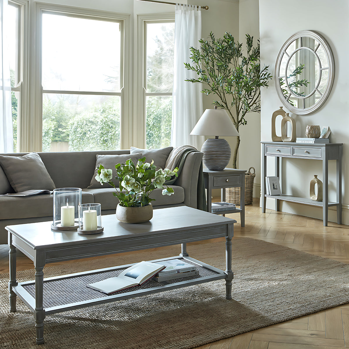 The Serene Collection Two Drawer Console Table - GREY
