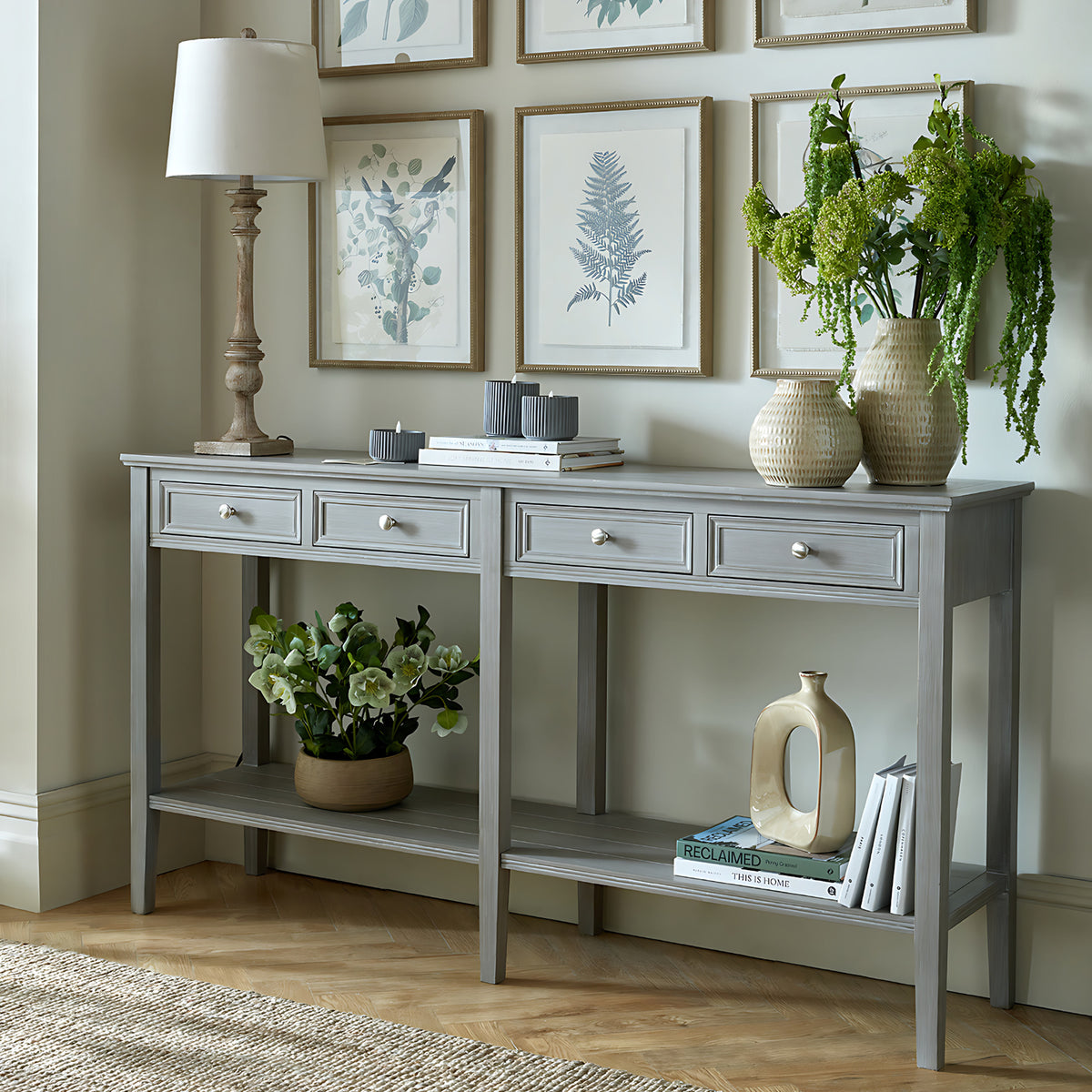The Serene Collection Four Drawer Console Table - GREY
