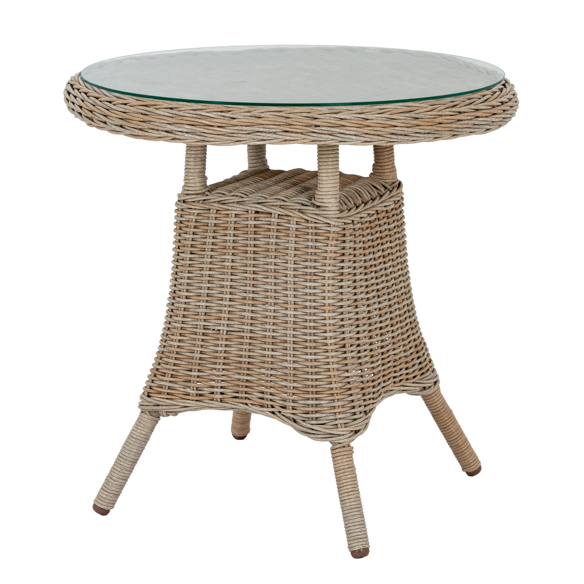 Amalfi Collection Outdoor Bistro Table With Wood Top - BEIGE