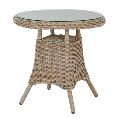 Amalfi Collection Outdoor Bistro Table With Wood Top - BEIGE