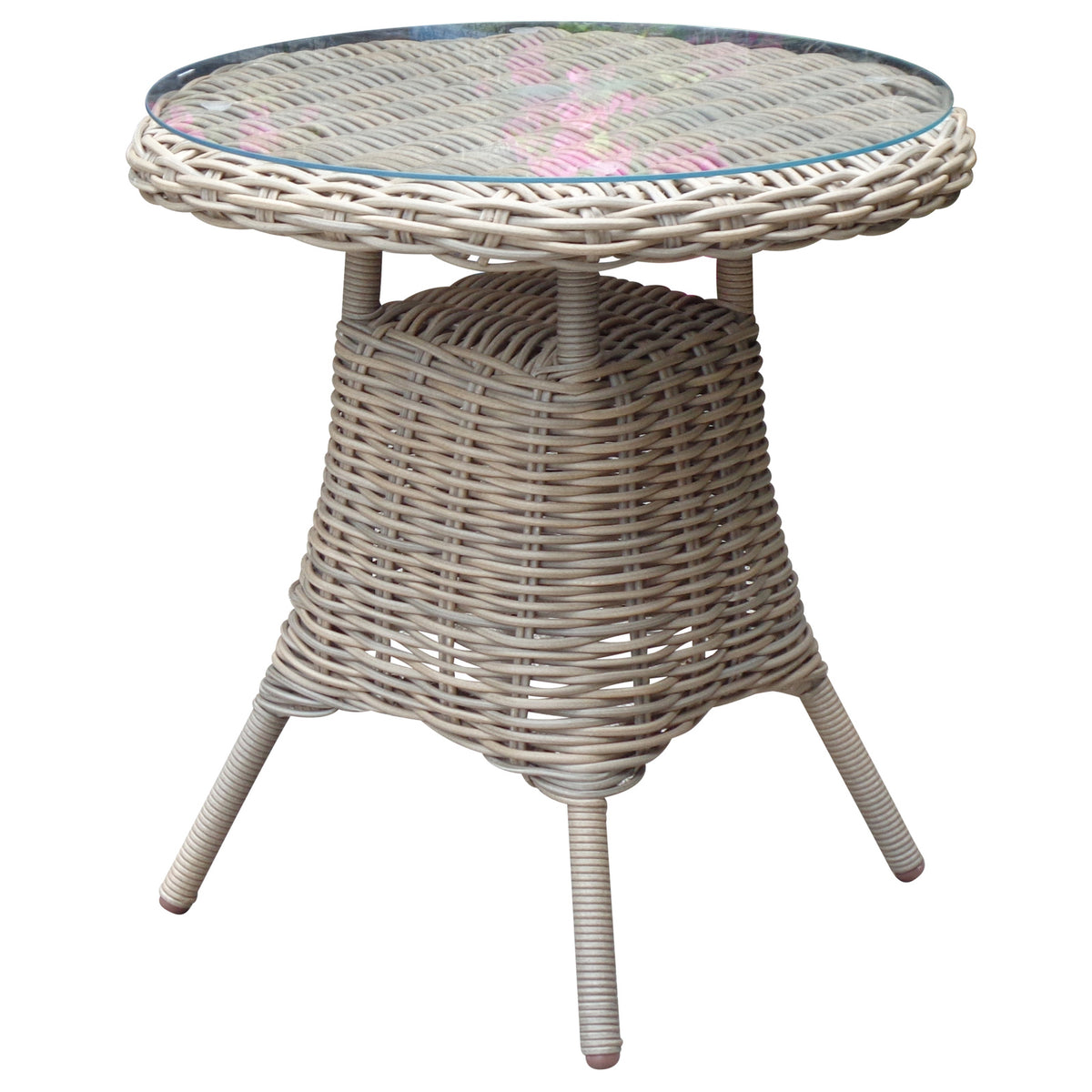 Amalfi Collection Outdoor Bistro Table With Glass Top - BEIGE