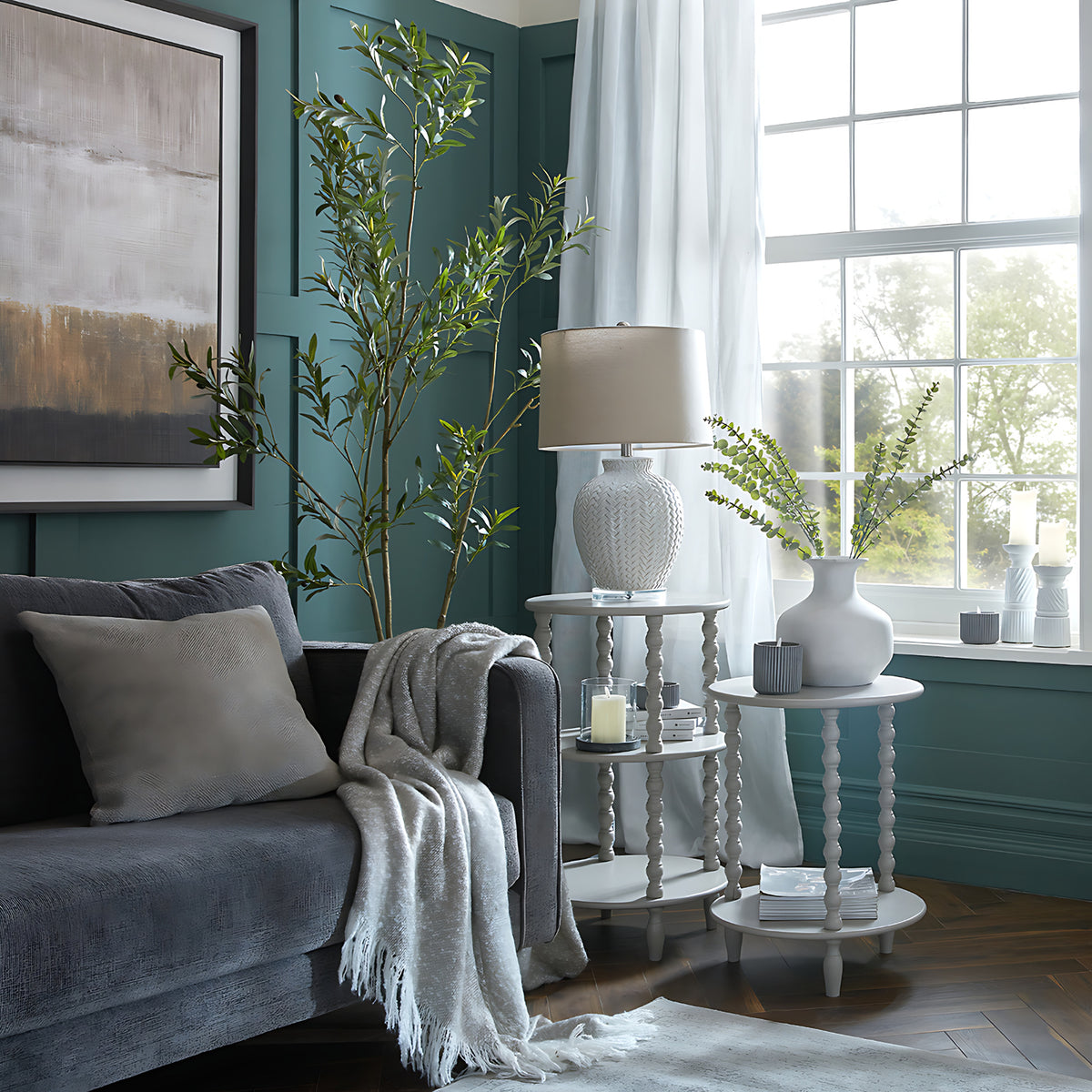 The Camden Collection Tall Round Side Table - GREY