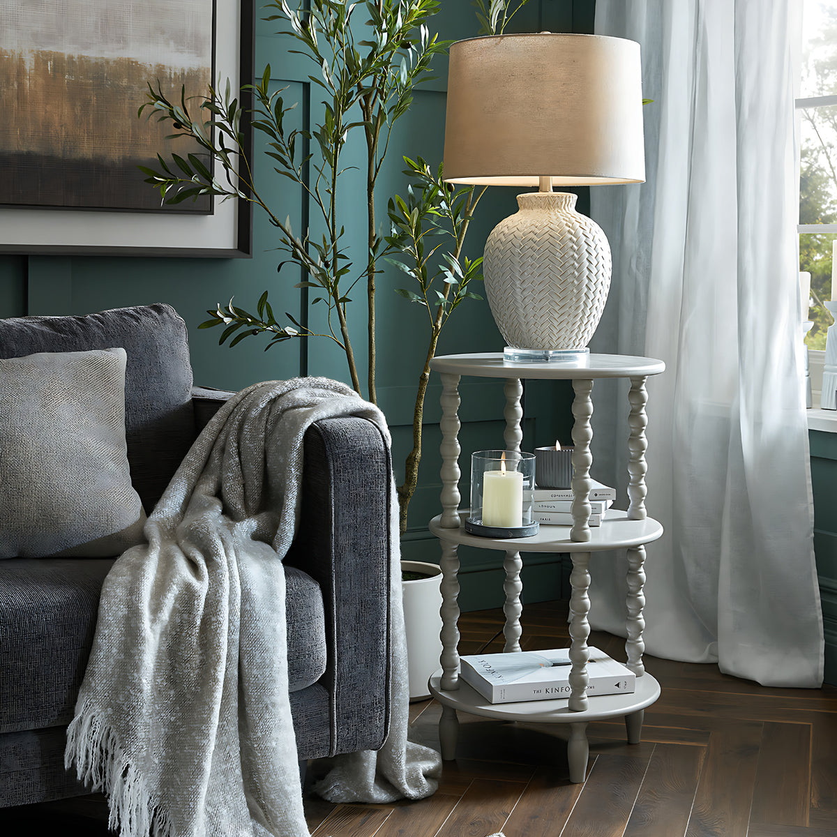 The Camden Collection Tall Round Side Table - GREY