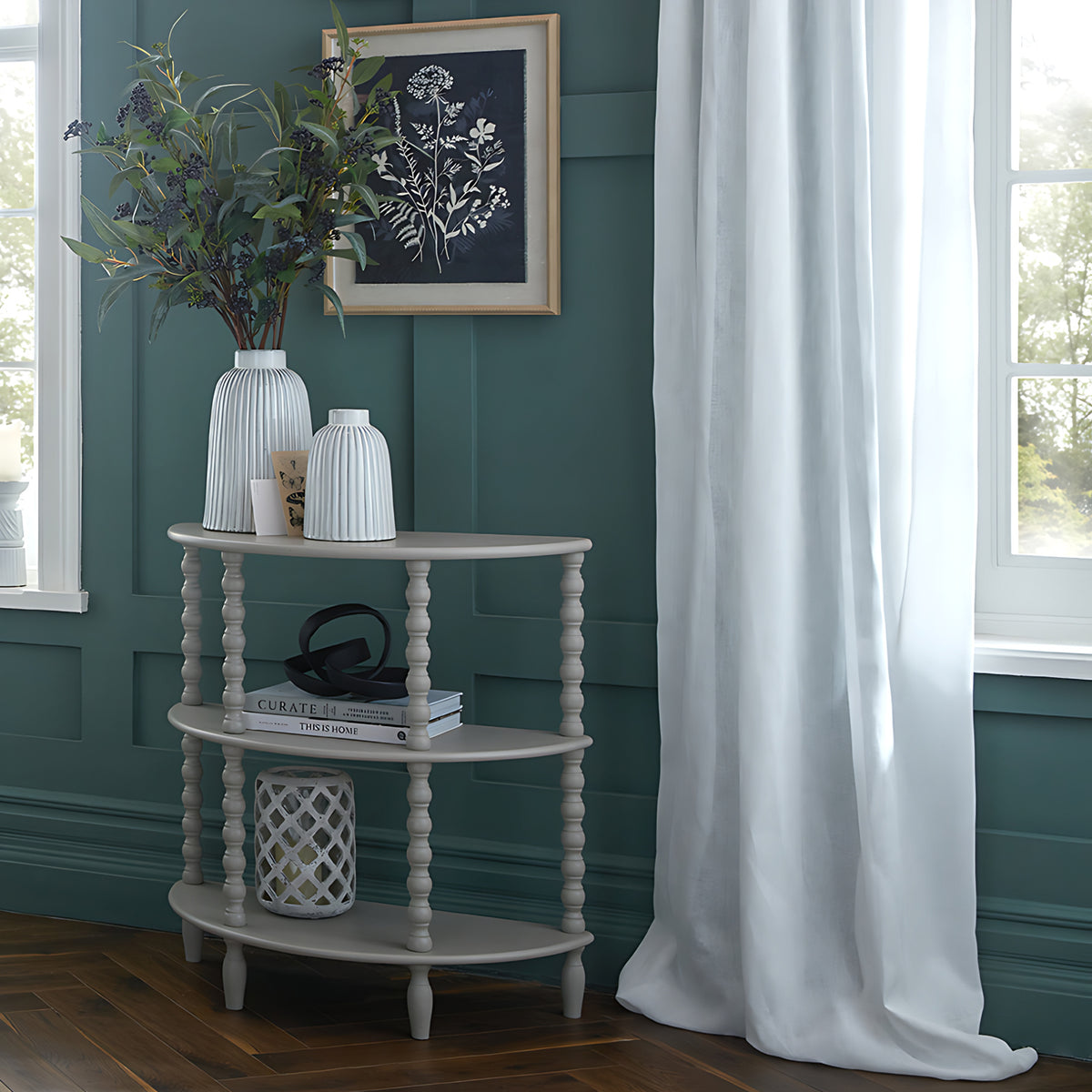 The Camden Collection Half Moon 3 Tier Table - GREY