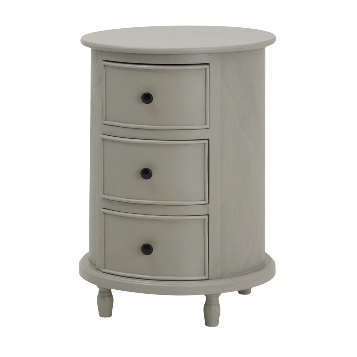 The Camden Collection 3 Drawer Round Side Table - GREY