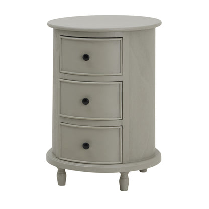 The Camden Collection 3 Drawer Round Side Table - GREY