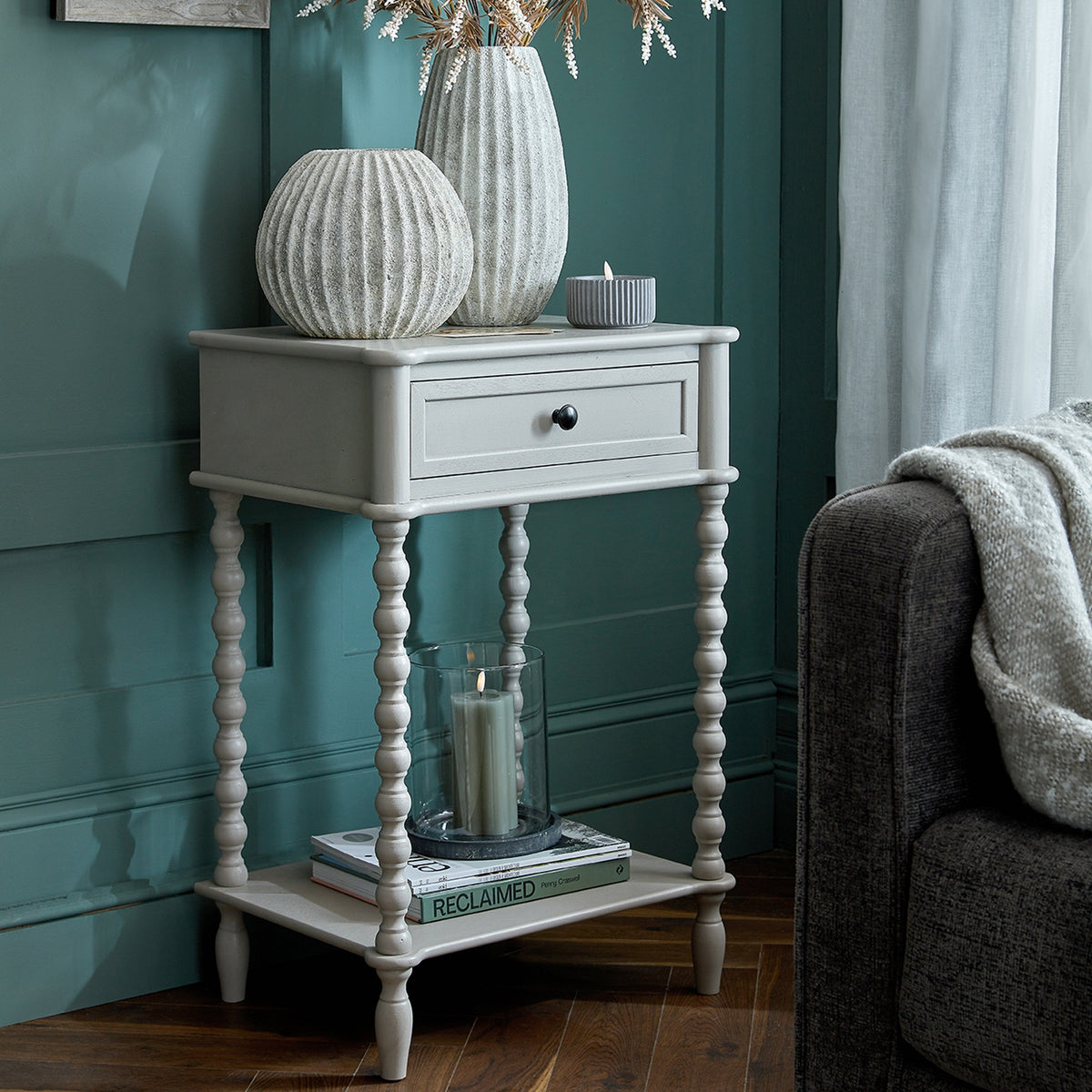 The Camden Collection One Drawer Side Table - GREY