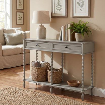 The Camden Collection Large Two Drawer Console Table - GREY