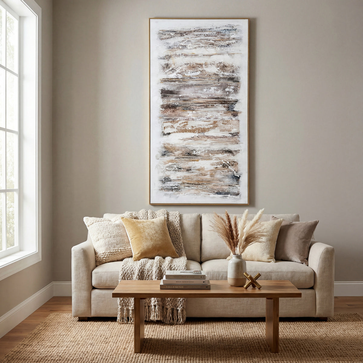 Ethereal Hand Painted Canvas In Frame - BROWN