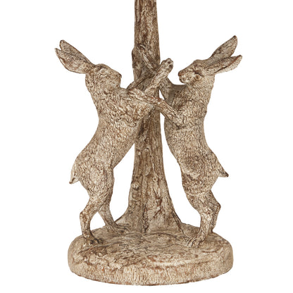 Stonewashed Marching Hares Lamp With Linen Shade - BROWN