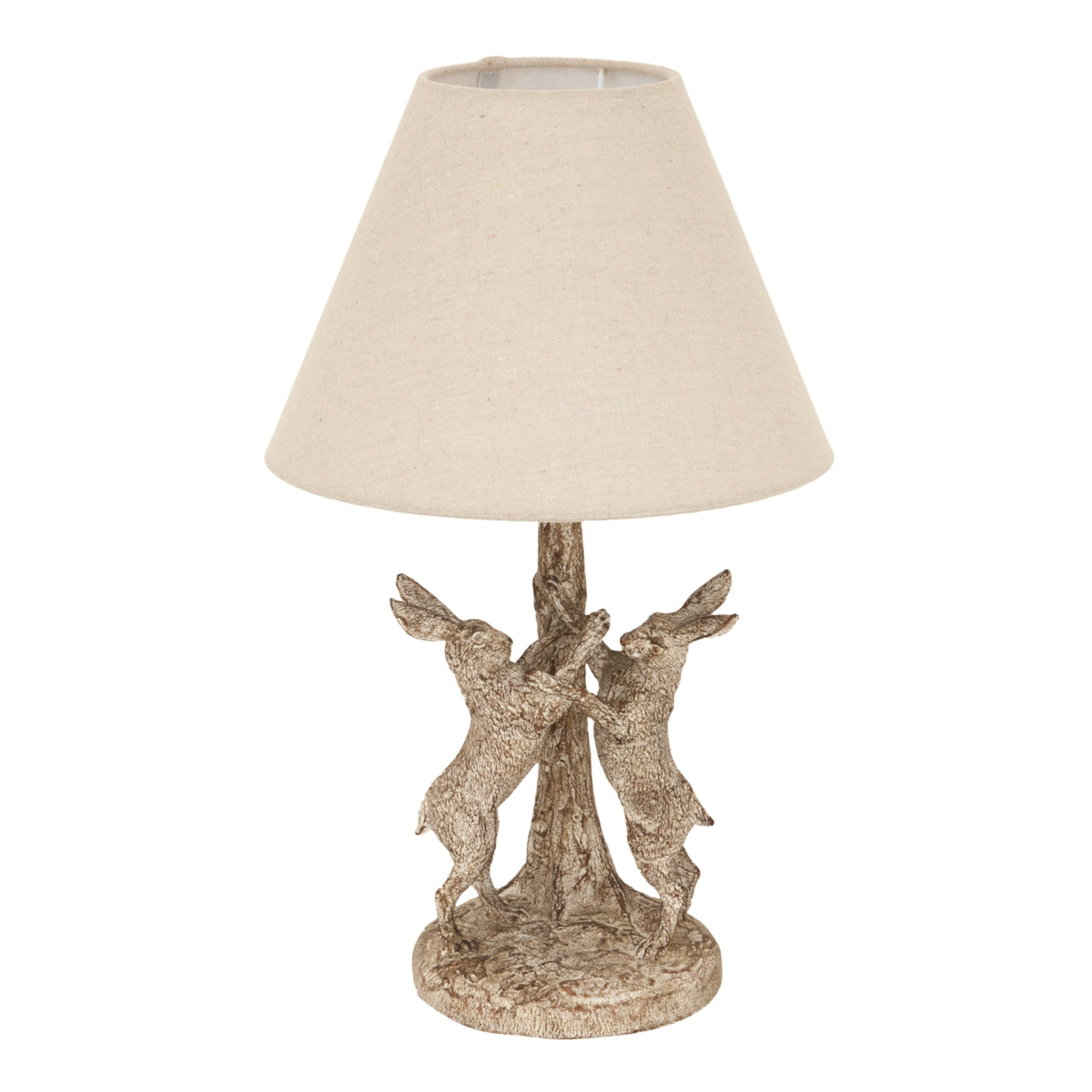 Stonewashed Marching Hares Lamp With Linen Shade - BROWN