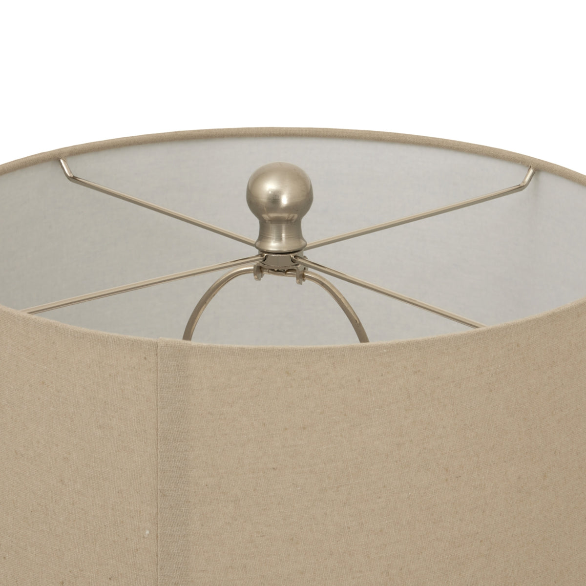 Twill Weave Ceramic Table Lamp With Linen Shade - WHITE
