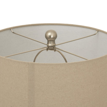 Twill Weave Ceramic Table Lamp With Linen Shade - WHITE