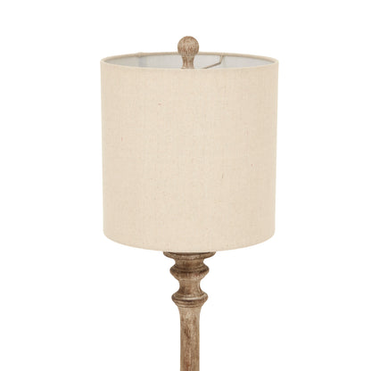 Pallido Candlestick Table Lamp With Linen Shade - BROWN