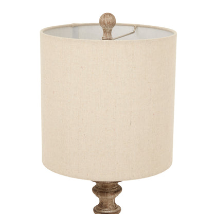 Pallido Candlestick Table Lamp With Linen Shade - BROWN