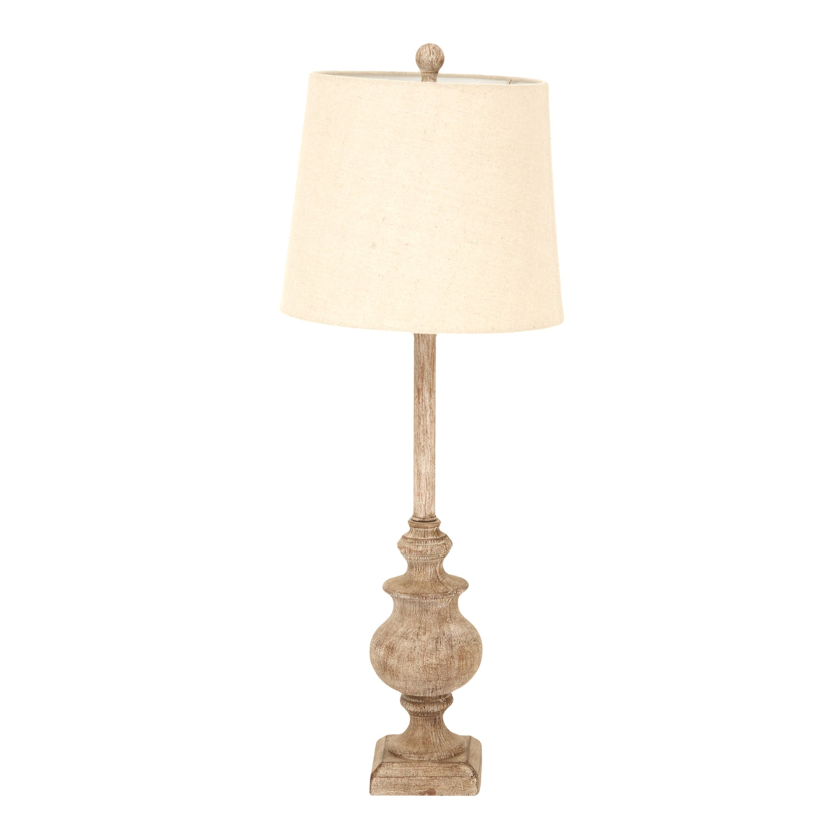 Chiaro Candlestick Table Lamp With Linen Shade - BROWN