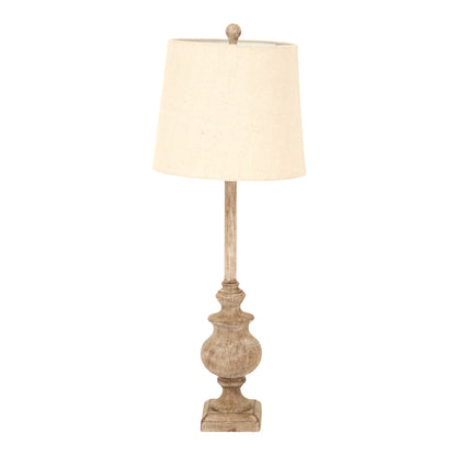 Chiaro Candlestick Table Lamp With Linen Shade - BROWN