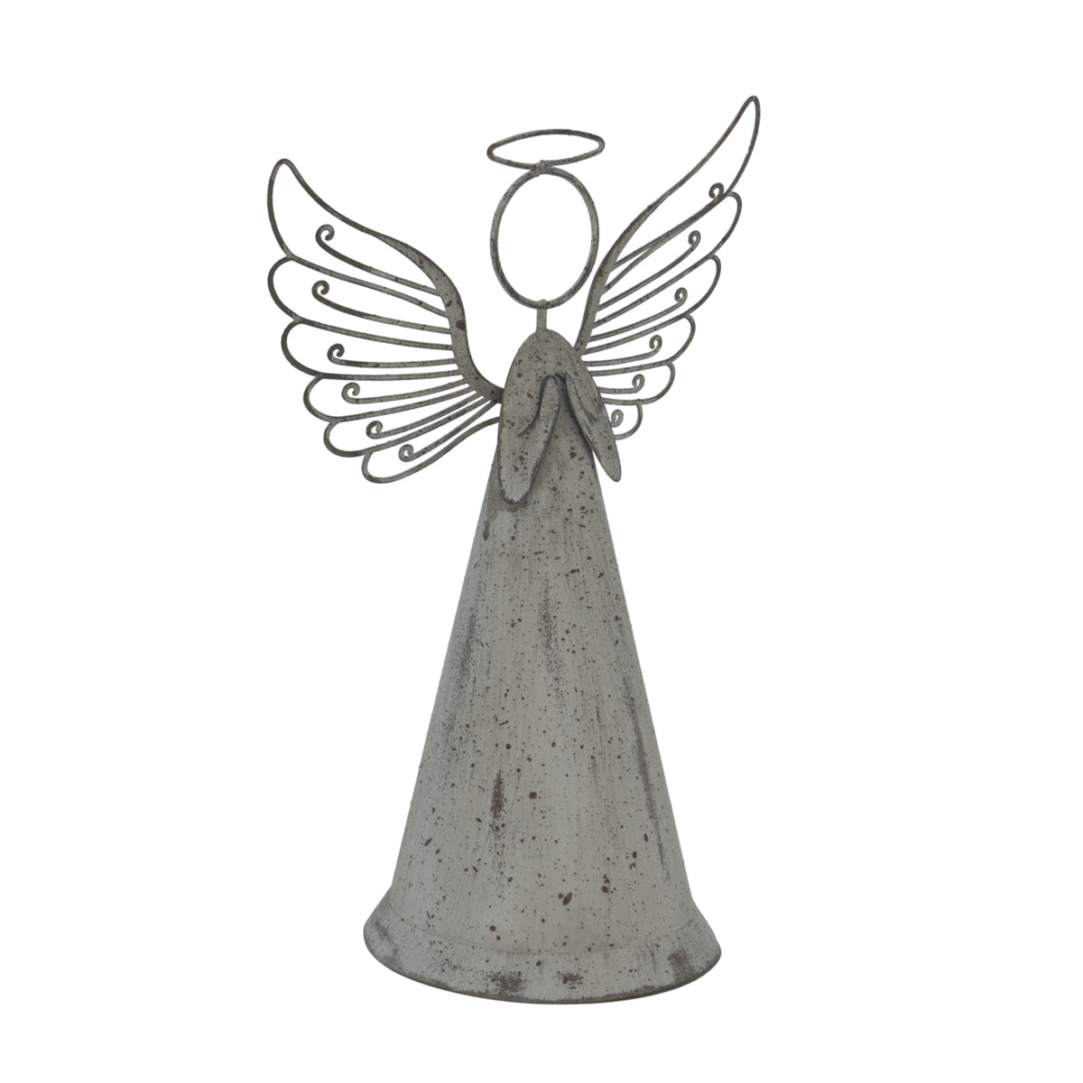 Large Rustic Metal Standing Angel - BROWN
