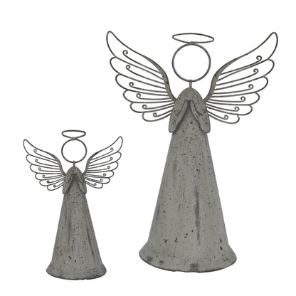 Large Rustic Metal Standing Angel - BROWN