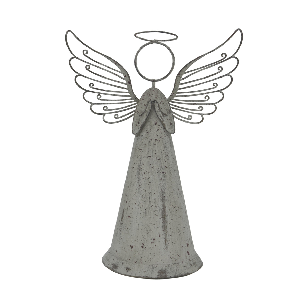 Large Rustic Metal Standing Angel - BROWN