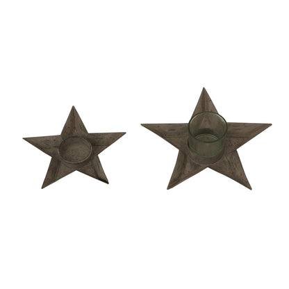 Rustic Metal Star Tealight Holder - BROWN