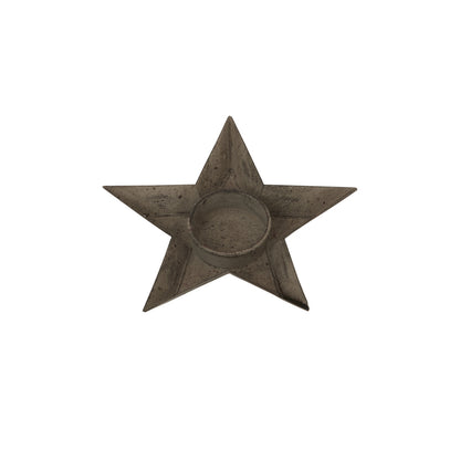 Rustic Metal Star Tealight Holder - BROWN