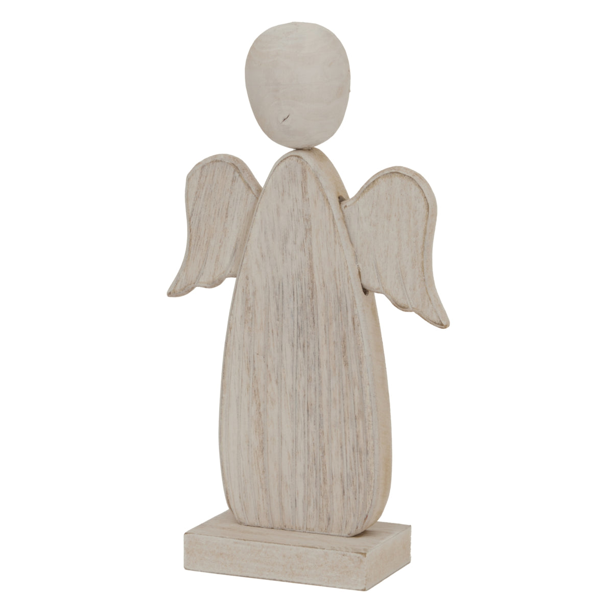 Large Whitewashed Rustic Angel - BROWN